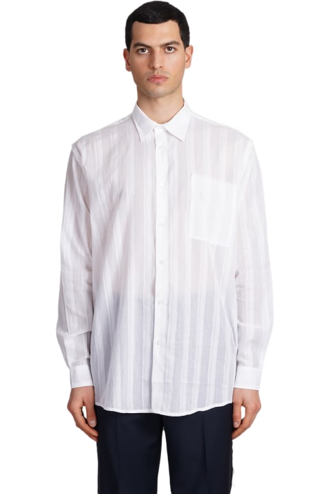 メンズ Pauraのシャツ Paura Erzin Shirt In White Cotton