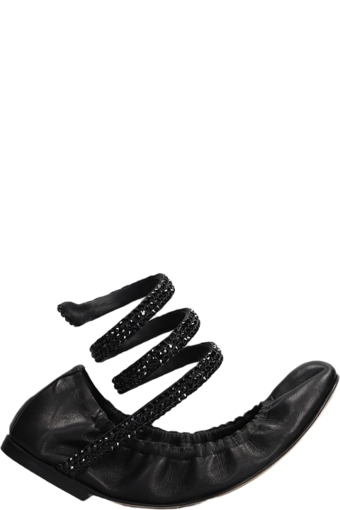 Flat Shoes for Women René Caovilla Cleo Ballet Flats In Black Leather