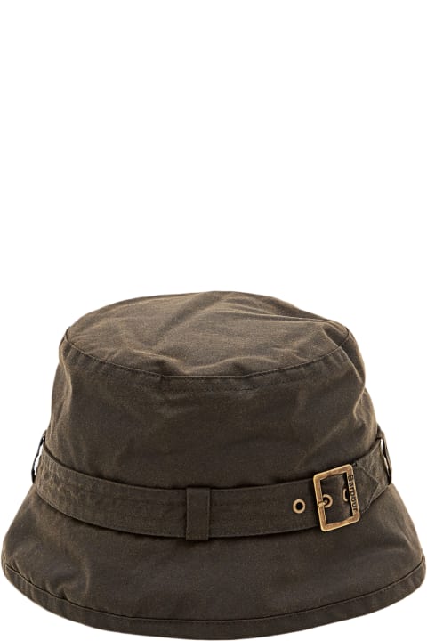 Barbour Hats for Women Barbour Kelso Waxed Cotton Belted Bucket Hat
