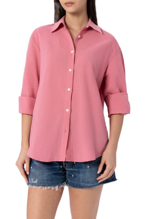 Homeware MC2 Saint Barth Woman Pink Seersucker Shirt Aisha