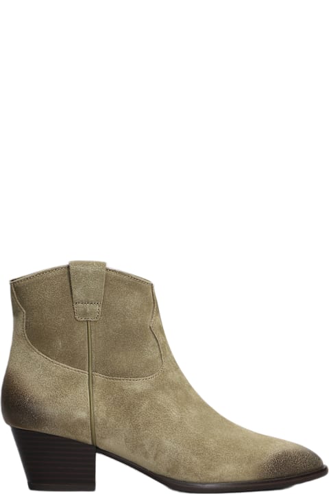 Ash أحذية برقبة لـ السيدات Ash Fame Texan Ankle Boots In Khaki Suede