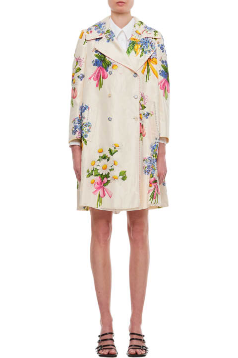 Silk Cotton Mix Flower Print Overcoat