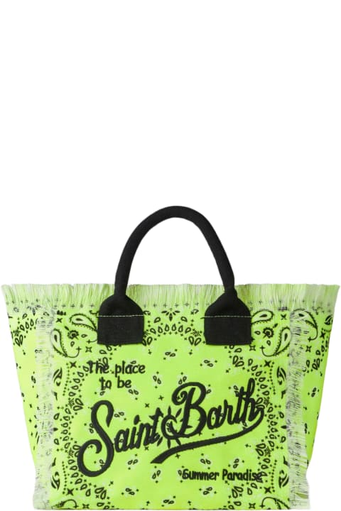 Homeware MC2 Saint Barth Colette Fluo Yellow Handbag With Bandanna Print