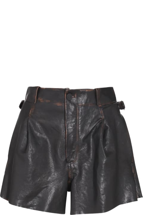 The Mannei Clothing for Women The Mannei Black Leather Sakib Shorts