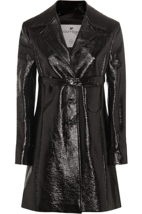 Courrèges Coats & Jackets for Women Courrèges Black Vynil Belted Short Heritage Coat