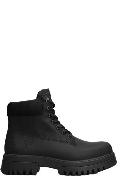 Arrd Mid Lace Combat Boots In Black Nubuck