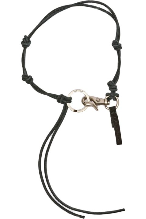 Jewelry for Men Our Legacy Ladon Black knotted leather cord key chain - Ladon
