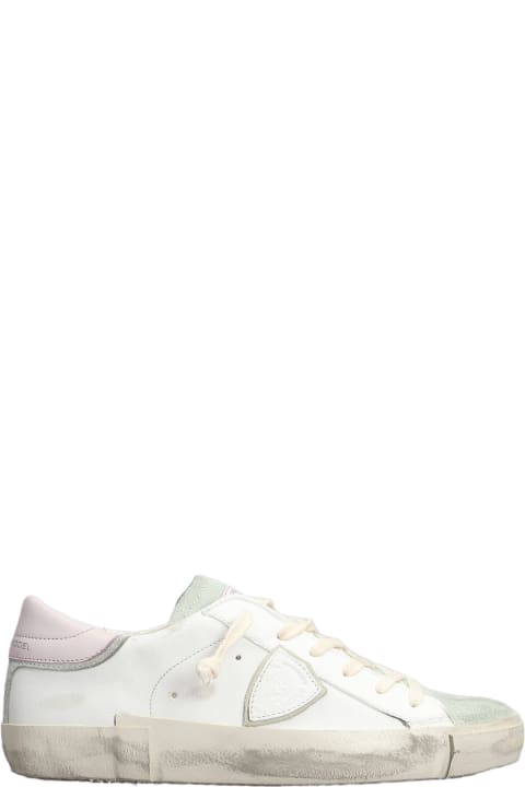 Philippe Model Sneakers for Women Philippe Model Prsx Low Sneakers In White Suede And Leather