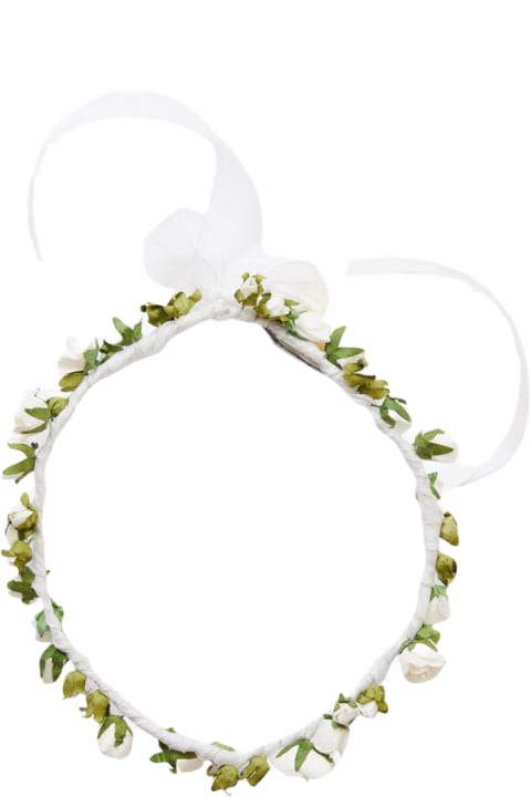 Accessories & Gifts for Girls Il Gufo Floral Headband With Bow Detail