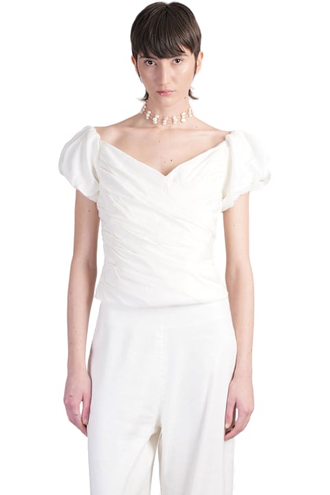 Cult Gaia Women Cult Gaia Helene Topwear In White Linen