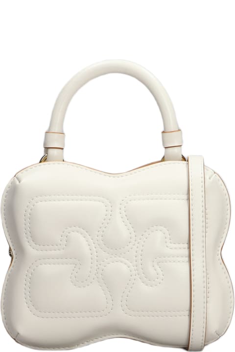 Ganni for Women Ganni Butterfly Hand Bag In White Leather