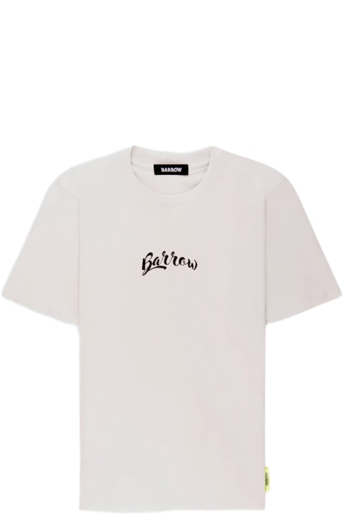 ウィメンズ Barrowのトップス Barrow Jersey T-shirt Unisex Off White T-shirt With Front Italic Logo And Back Graphic Print