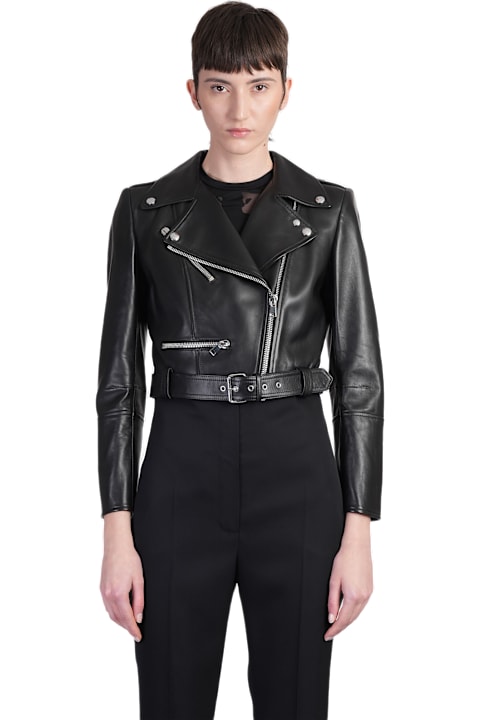 Coats & Jackets for Women Alexander McQueen Biker Jacket In Black Leather