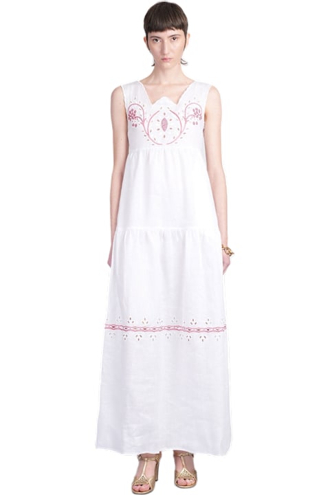 Homeware Holy Caftan Antonia Long Dress In White Linen