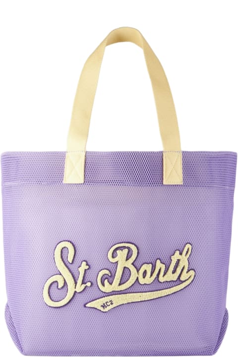 Totes for Men MC2 Saint Barth Mesh Purple Shopper Bag With Terry Patch | Melissa Satta Special Edition