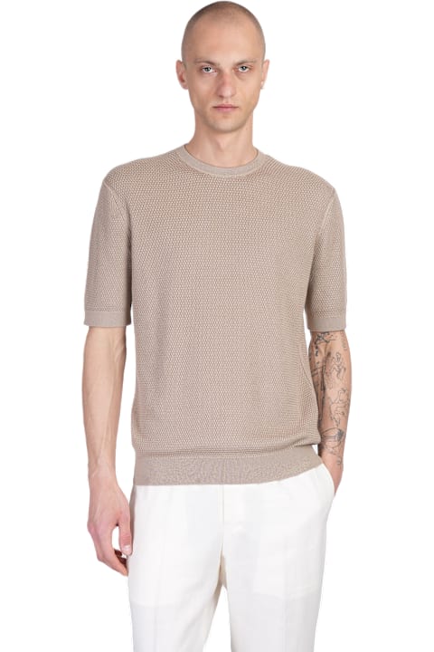 Zegna ملابس علوية لـ القسم الرجالي Zegna T-shirt In Taupe Cotton