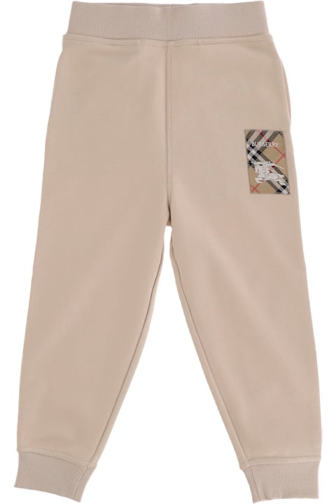 Bottoms for Girls Burberry Cotton Pants With Check Application