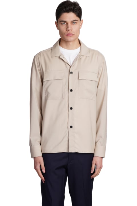 Low Brand Shirts for Men Low Brand Shirt S134 Tropical Shirt In Beige Wool