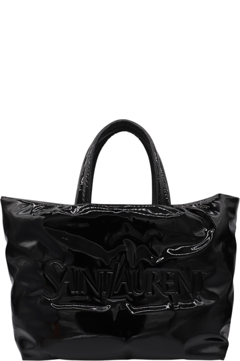 Bags for Men Saint Laurent Black Patent And Canvas Maxi Tote