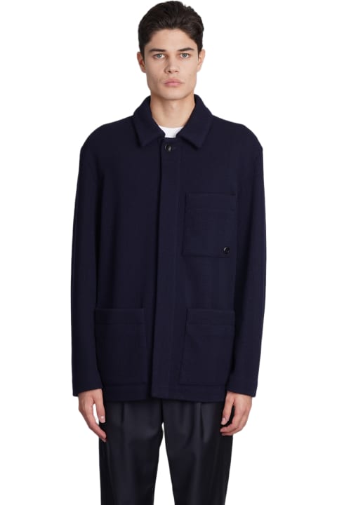 Giorgio Armani Coats & Jackets for Men Giorgio Armani Coat In Blue Wool