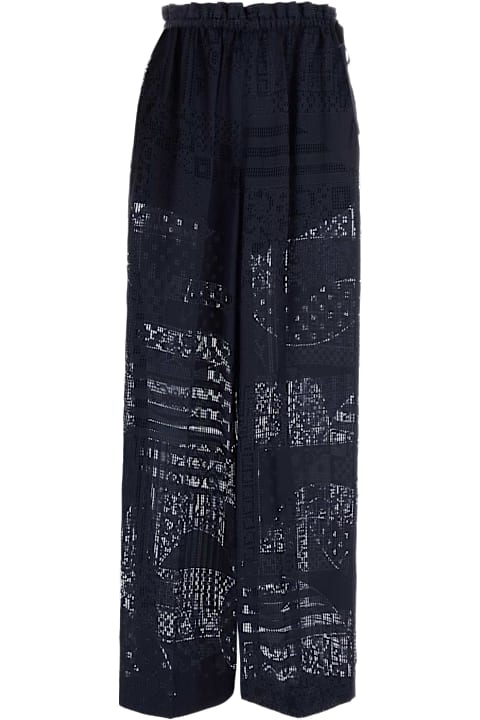 Fendi Clothing for Women Fendi Navy Blue Viscose Blend Pant
