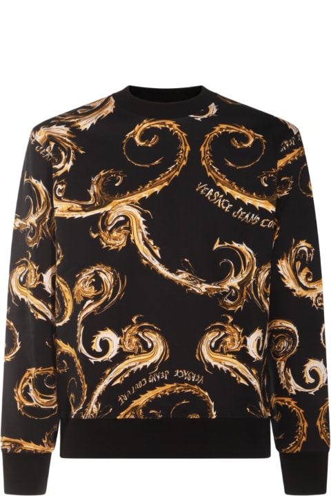 سترات صوف وبدل رياضية لـ القسم الرجالي Versace Jeans Couture Black And Gold Cotton Sweatshirt