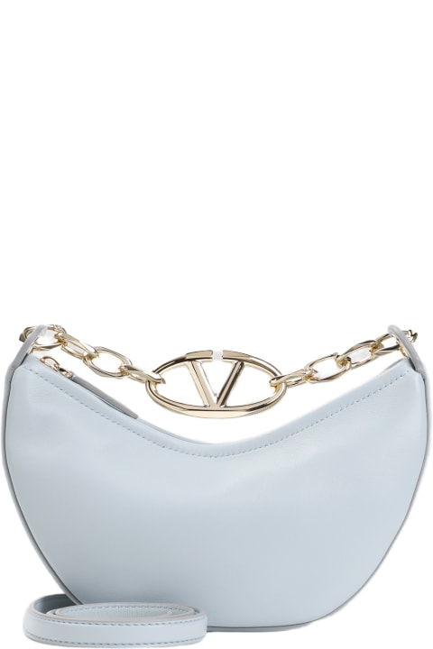 Homeware Valentino Garavani Light Blue Leather Mini Hobo Vlogo Moon Handbag