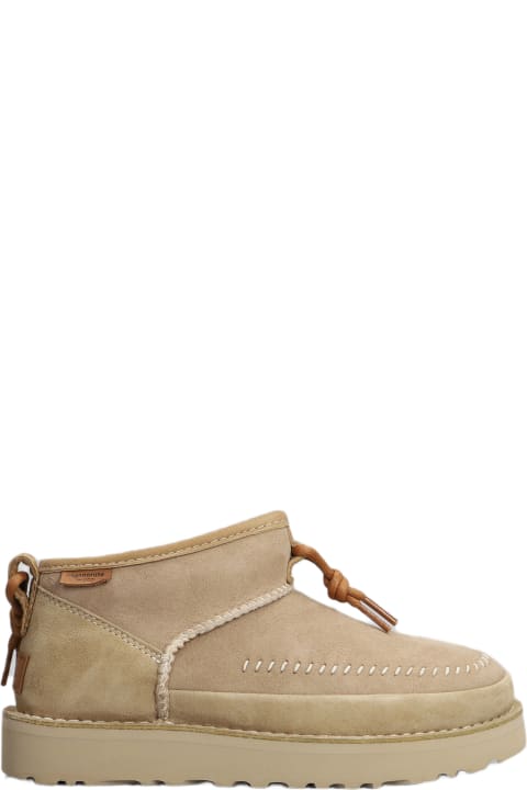 UGG Shoes for Women UGG Ultra Mini Crafted Low Heels Ankle Boots In Beige Suede