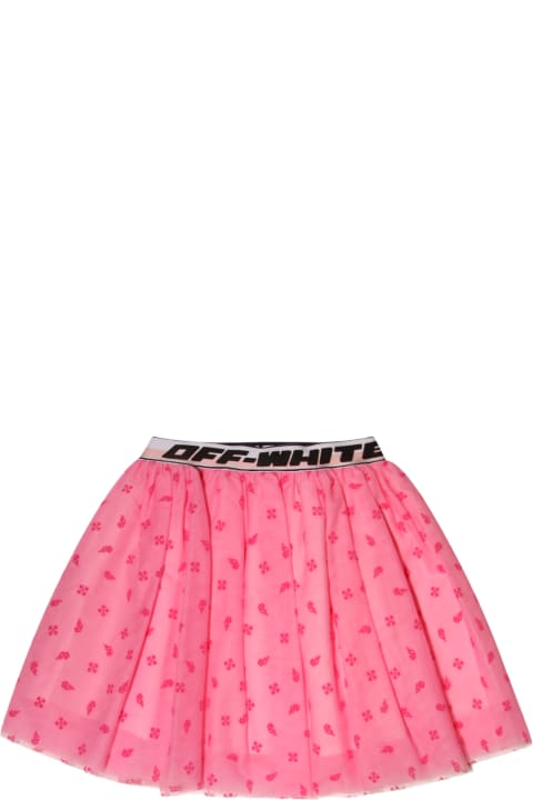 Sale for Girls Off-White Pink And Black Tulle Skirt