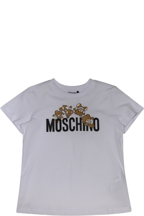 ガールズ トップス Moschino White Multicolour Cotton T-shirt
