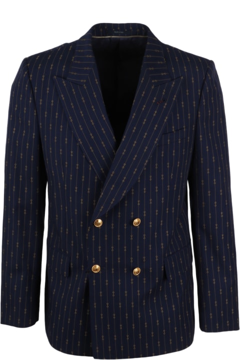 ジャケット GUCCI GG double-breasted blazer Double-breasted GG wool jacket in black | GUCCI® US