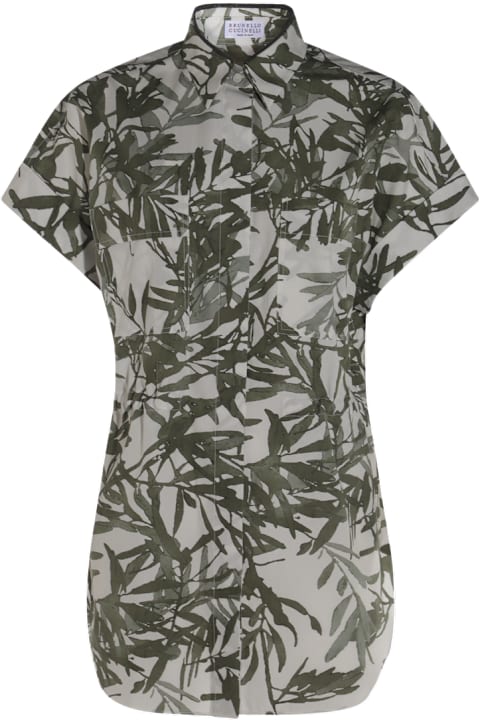 Brunello Cucinelli for Kids Brunello Cucinelli White And Grey Cotton Shirt