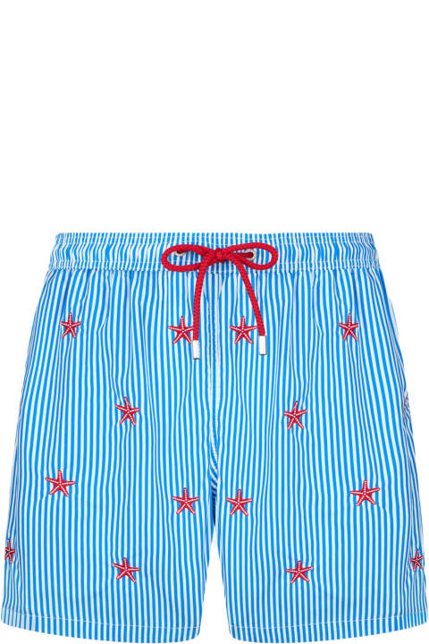 Homeware MC2 Saint Barth Man Lightweight Fabric Swim-shorts Lighting With Seastars Embroidery