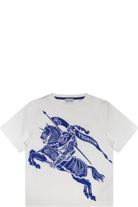 Burberry Topwear for Girls Burberry White And Blue Cotton T-shirt