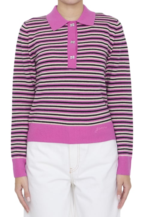 Fashion for Women Ganni Striped Polo Sweater