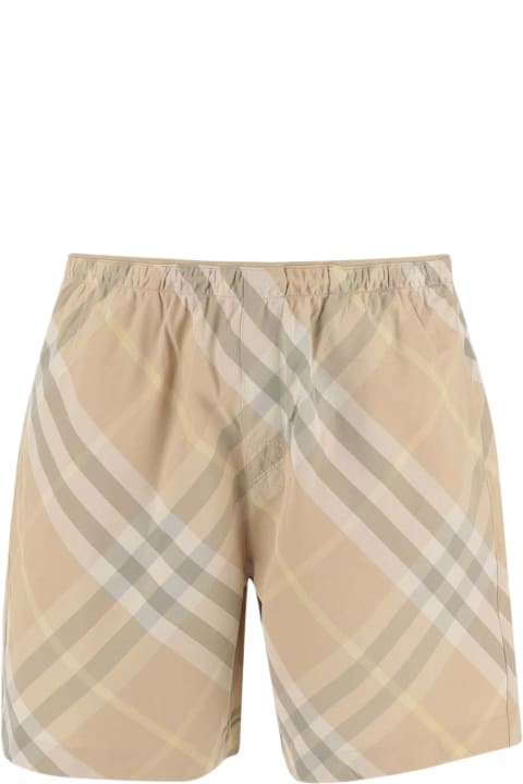Swimwear for Men Burberry Nylon Swimsuit With Check Pattern