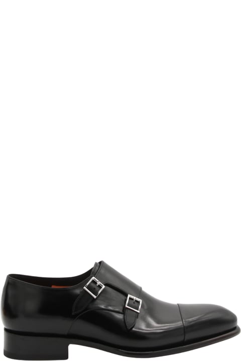 メンズ Santoniのレースアップシューズ Santoni Black Leather Formal Shoes
