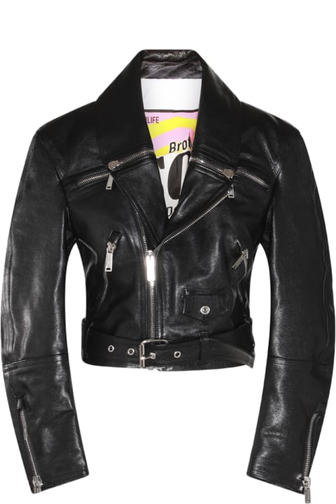 ウィメンズ新着アイテム Dsquared2 Black Leather Jacket