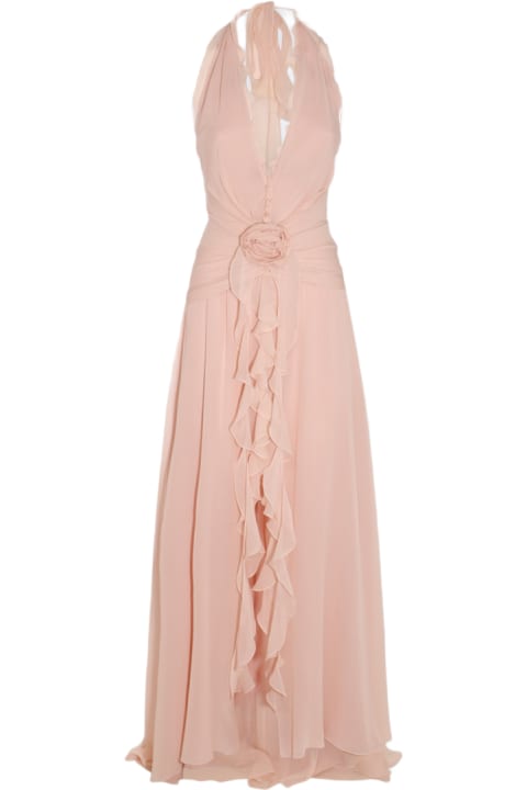 Blumarine Dresses for Women Blumarine Pink Silk Maxi Dress