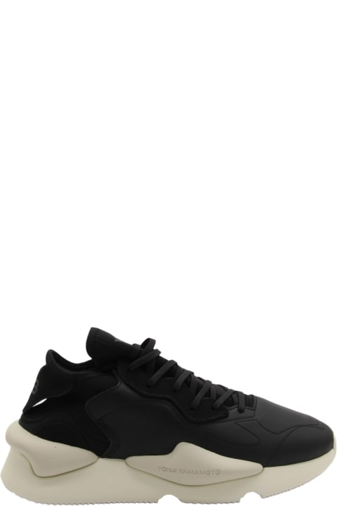 Y-3 Shoes for Men Y-3 Black And White Leather Kaiwa Sneakers