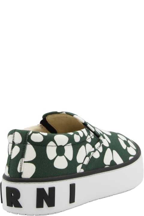 Fashion for Men Marni Green And White Canvas Slip On Sneakers