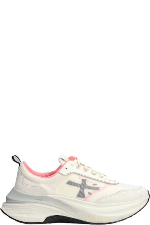 Premiata for Women Premiata Hill Sneakers In Beige Suede And Fabric