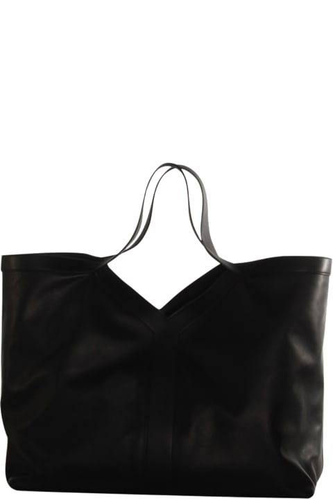 أدوات منزلية Saint Laurent Black Leather Y Maxi Top Handle Bag
