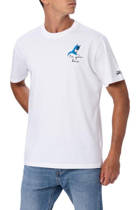 Homeware MC2 Saint Barth Man Cotton T-shirt With Batman Print And Embroidery | Batman Special Edition