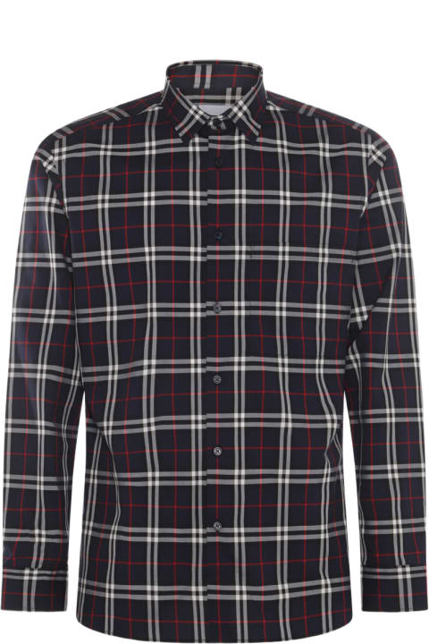 Clothing Sale for Men Burberry Navy And Red Cotton Shirt