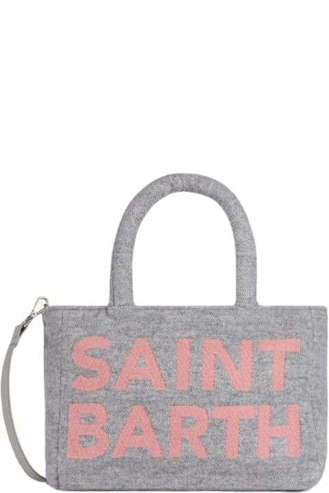Homeware MC2 Saint Barth Soft Wooly Clarine Handbag With Jacquard Maxi Logo