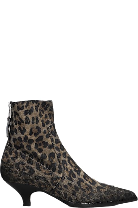 Elena Iachi Shoes for Women Elena Iachi High Heels Ankle Boots In Animalier Suede