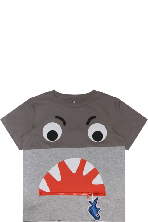 Stella McCartney T-Shirts & Polo Shirts for Boys Stella McCartney Grey Cotton Shark Face T-shirt