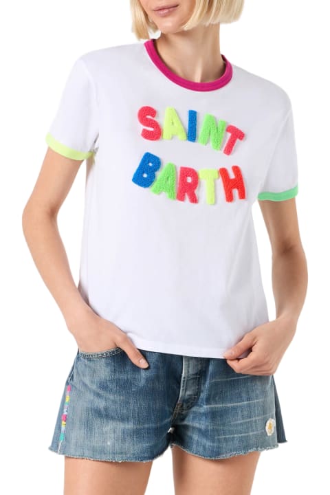 ウィメンズ新着アイテム MC2 Saint Barth Woman Cotton T-shirt With St. Barth Embroidery