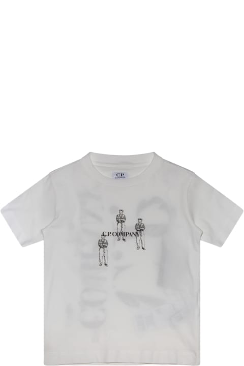 Topwear for Girls C.P. Company White And Black Cotton T-shirt